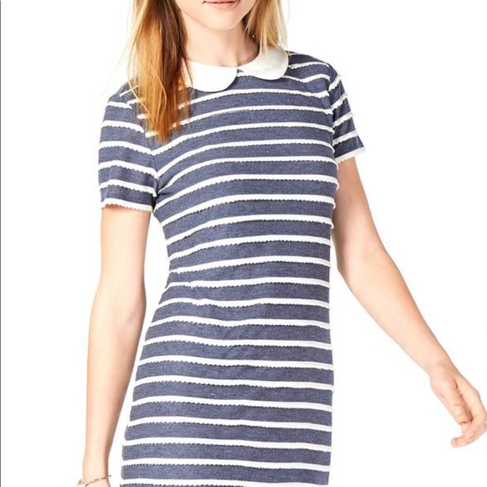 Maison Jules Peter-Pan-Collar Dress Blue and White